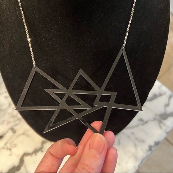 Geometric acrylic abstract art statement bib necklace goth punk Gaga - Picture 2 of 5